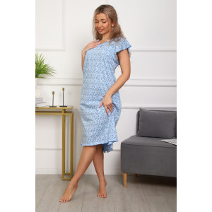 Сорочка женская №312 кулирка пенье (р-ры: 50-60) голубой цветок