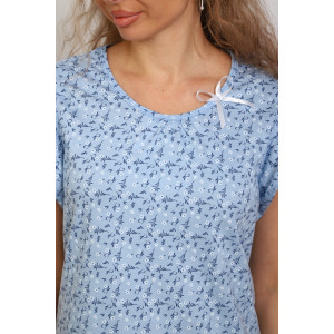 Сорочка женская №312 кулирка пенье (р-ры: 50-60) голубой цветок
