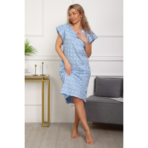 Сорочка женская №312 кулирка пенье (р-ры: 50-60) голубой цветок