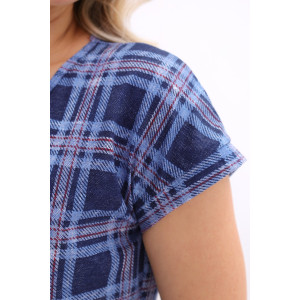Туника женская №303 кулирка пенье (р-ры: 44-54) синий-клетка