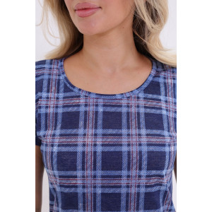 Туника женская №303 кулирка пенье (р-ры: 44-54) синий-клетка
