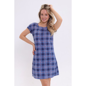 Туника женская №303 кулирка пенье (р-ры: 44-54) синий-клетка