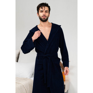 Халат мужской №319 махра (р-ры: 48-58) темно-синий