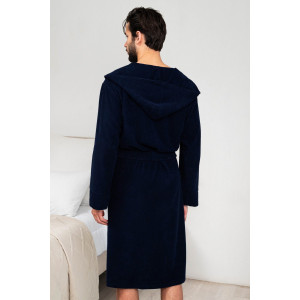 Халат мужской №319 махра (р-ры: 48-58) темно-синий