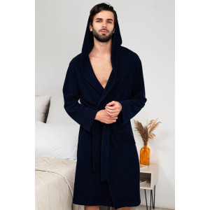 Халат мужской №319 махра (р-ры: 48-58) темно-синий