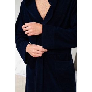 Халат мужской №319 махра (р-ры: 48-58) темно-синий