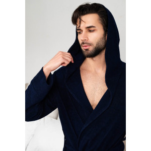 Халат мужской №319 махра (р-ры: 48-58) темно-синий