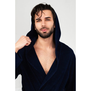 Халат мужской №319 махра (р-ры: 48-58) темно-синий