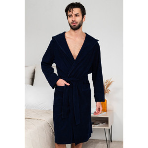 Халат мужской №319 махра (р-ры: 48-58) темно-синий