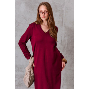 Платье женское №058804 "Марсала" футер 2-х нитка (р-ры: 48-66) бордо