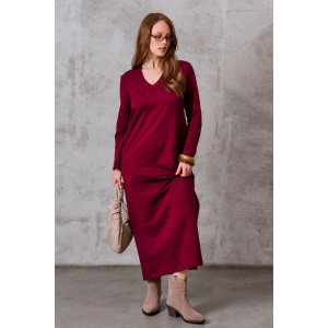 Платье женское №058804 "Марсала" футер 2-х нитка (р-ры: 48-66) бордо