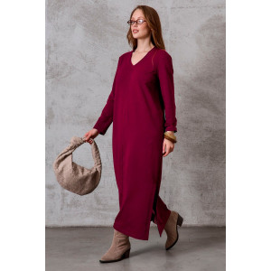 Платье женское №058804 "Марсала" футер 2-х нитка (р-ры: 48-66) бордо