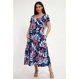 Платье женское №85553 кулирка (р-ры: 48-58) синий