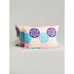 Наволочка на молнии поплин "Медальоны" синий-фиолет (последний размер) 50х70 (2 шт.)