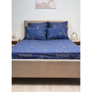 Простыня на резинке бязь "Котики" (последний размер) 180х200