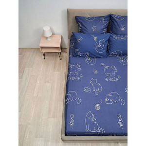 Простыня на резинке бязь "Котики" (последний размер) 180х200