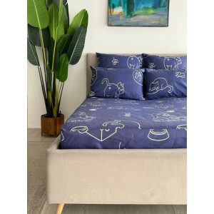 Простыня на резинке бязь "Котики" (последний размер) 180х200