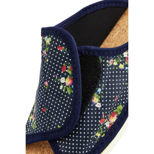 Тапки женские "Lepilov" арт. 122п эко-замша + пробка (последний размер) горох+цветы 41