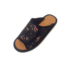 Тапки женские "Lepilov" арт. 122п эко-замша + пробка (последний размер) горох+цветы 41