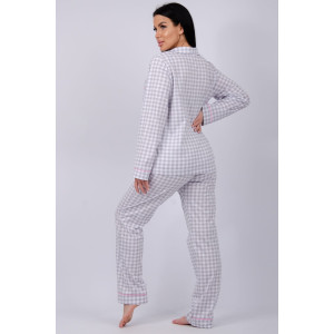 Пижама женская "Бостон" кулирка (последний размер) серая клетка 52