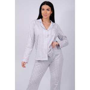 Пижама женская "Бостон" кулирка (последний размер) серая клетка 52