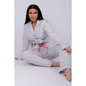 Пижама женская "Бостон" кулирка (последний размер) серая клетка 52