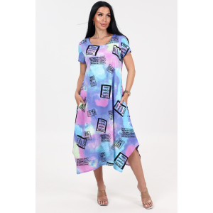 Платье женское "Волна" ПлК-458 кулирка (последний размер) тай-дай 52 Платье женское "Волна" ПлК-458 кулирка (последний размер) тай-дай 52