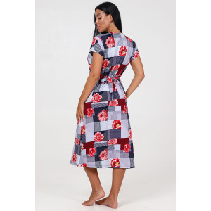 Халат женский ХК-548 кулирка (последний размер) пэчворк красные цветы 50