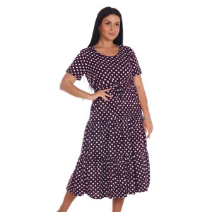 Платье женское "Каскад" ПлК-35 кулирка (последний размер) пьян горох на бордо 56