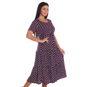 Платье женское "Каскад" ПлК-35 кулирка (последний размер) пьян горох на бордо 56
