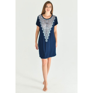 Сорочка женская "Алла" вискоза с кружевом (последний размер) синий 46