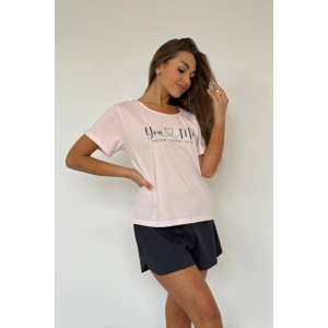 Пижама женская "Свирель Г" (шорты) лапша-кулирка (последний размер) графит-розовый 52