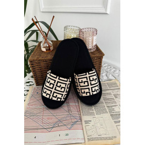 Тапки женские 9800 открытые велюр (последний размер) принт 38-39