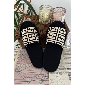 Тапки женские 9800 открытые велюр (последний размер) принт 38-39