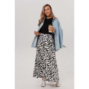 Юбка женская Ю-14/1 штапель набивной (р-ры: 46-60) черно-белый