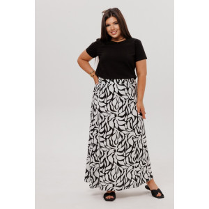Юбка женская Ю-14/1 штапель набивной (р-ры: 46-60) черно-белый