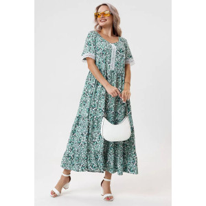 Платье женское "Евдокия" штапель (р-ры: 46-60) зеленый Платье женское "Евдокия" штапель (р-ры: 46-60) зеленый