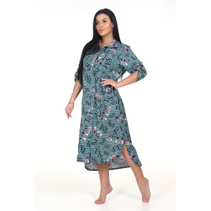 Туника женская "Миди" ТК-25 кулирка (последний размер) буквы перелив хаки 50,54,56