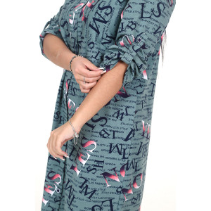 Туника женская "Миди" ТК-25 кулирка (последний размер) буквы перелив хаки 50,54,56