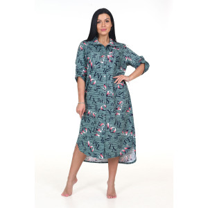 Туника женская "Миди" ТК-25 кулирка (последний размер) буквы перелив хаки 50,54,56