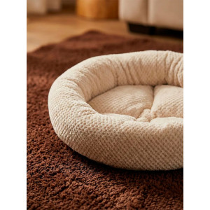 Лежанка для кошек и собак круглая велсофт LDZkr "Bio-Line" 059200 бежевый