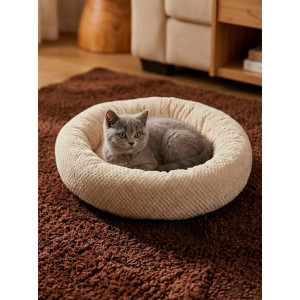 Лежанка для кошек и собак круглая велсофт LDZkr "Bio-Line" 059200 бежевый