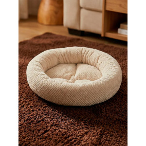 Лежанка для кошек и собак круглая велсофт LDZkr "Bio-Line" 059200 бежевый