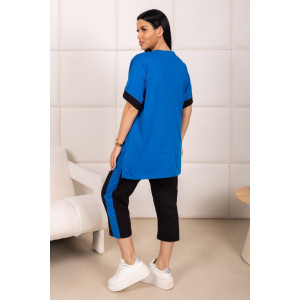 Костюм двойка женский 2173 кулирка (р-ры: 48-62) черный-синий