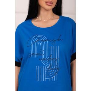 Костюм двойка женский 2173 кулирка (р-ры: 48-62) черный-синий