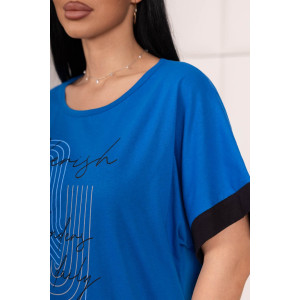 Костюм двойка женский 2173 кулирка (р-ры: 48-62) черный-синий