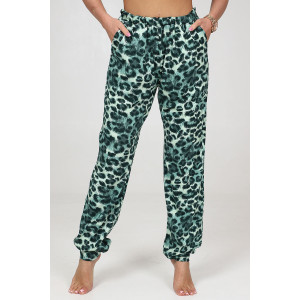 Брюки женские БК-275 кулирка (последний размер) леопард зеленый 50