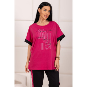 Костюм двойка женский 2173/1 кулирка (р-ры: 48-62) черный-брусничный