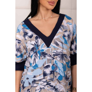 Костюм двойка женский 2188 кулирка (р-ры: 48-62) черный-голубой