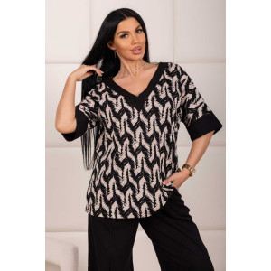 Костюм двойка женский 2188/1 кулирка (р-ры: 48-62) бежевый-черный